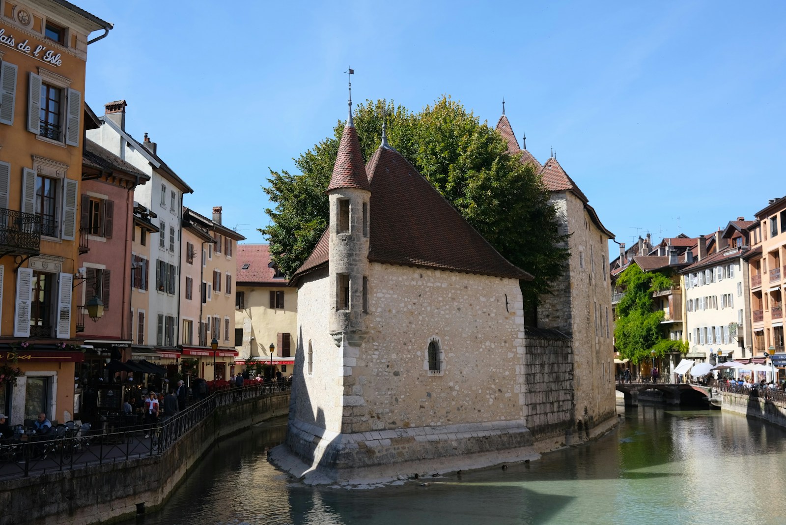 Annecy old town canal and lake in France